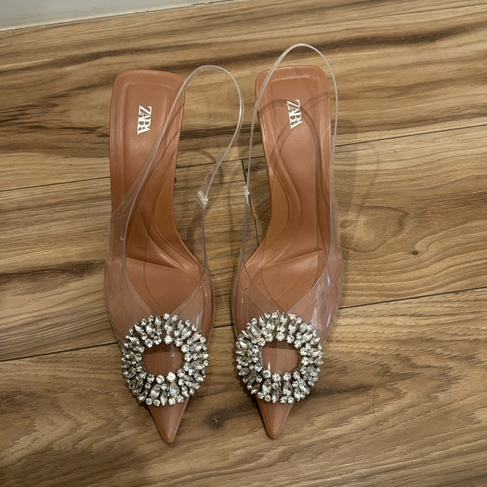 Zara Embellished Slingback Shoes size 39 European size U.S. size 8